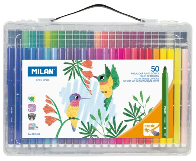 Mallette 50 feutres pointe conique
