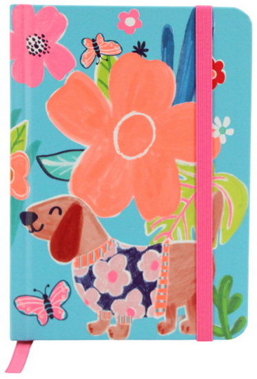 Cahier de notes ligné chien et fleur 96p