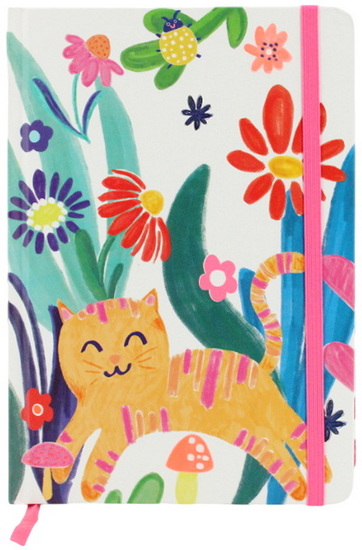 Cahier de notes ligné chat et fleurs 96p