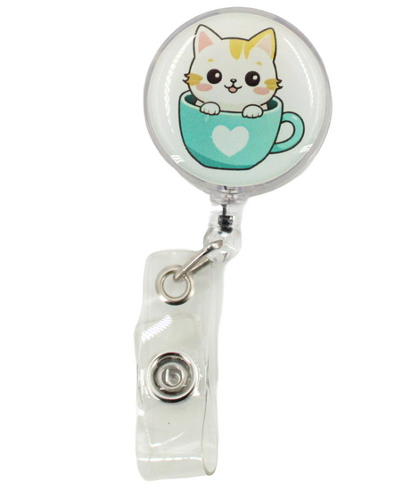 Porte insigne rétractable chat