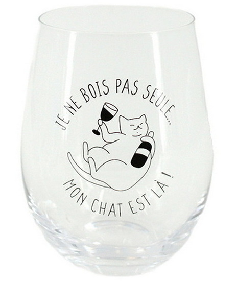 Verre à vin sans pied - Chat