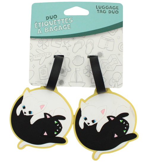 Ens. 2 étiquettes à bagage chats