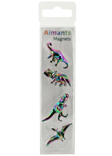 Ens. 4 aimants iridescents Dinosaures