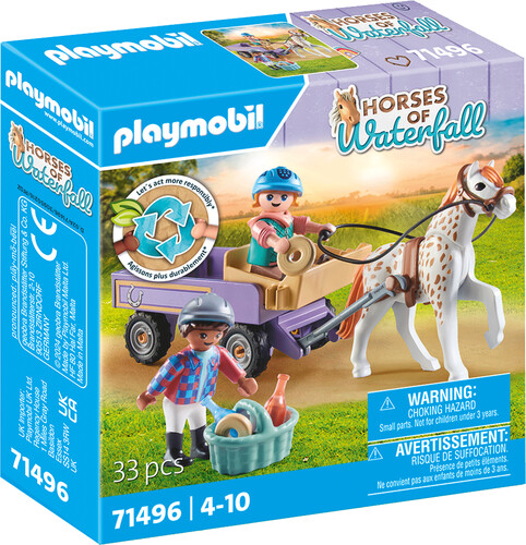 Enfants avec calèche et poney
