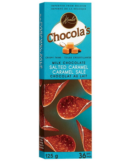 Tuiles de chocolat croustillantes caramel salé 125g