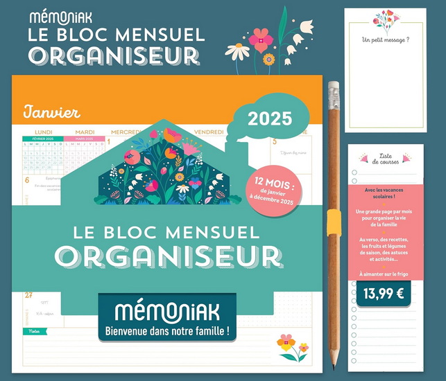 Le Bloc mensuel organiseur : bienvenue dans notre famille ! 2025 - COLLECTIF
