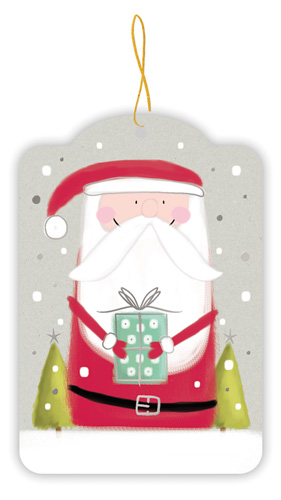 Ens. 5 étiquettes Père-Noël avec cadeau