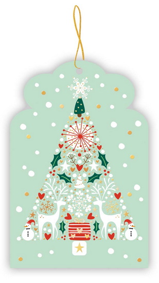 Ens. 5 étiquettes Sapin de Noël et étoiles