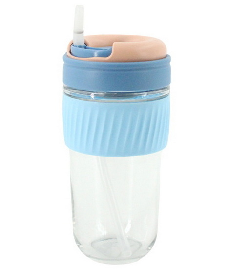 Gobelet bleu avec paille 520ml
