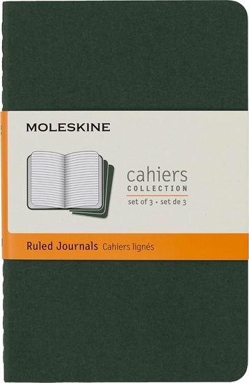 Ens. 3 carnets carton pages ligné Poche Vert Moleskine