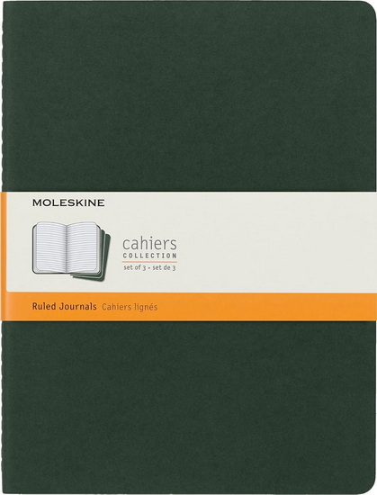 Ens. 3 carnet carton pages lignés XL vert Moleskine