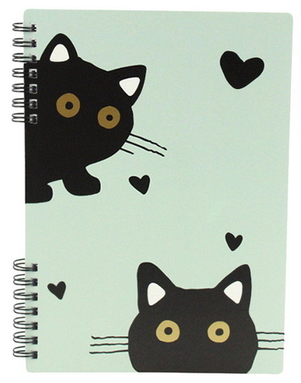 Cahier de notes spirale chats noirs 80p