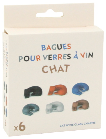 Ens. 6 bagues à vin chat