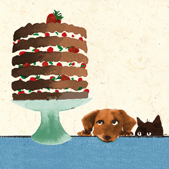 Gateau avec chien et chat