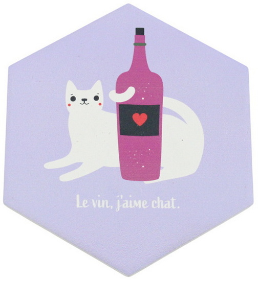 Sous-verre Vin chat