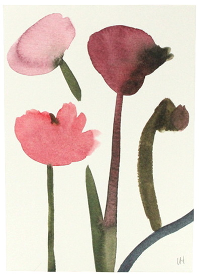Lisa Hardy : Fleurs roses aquarelle