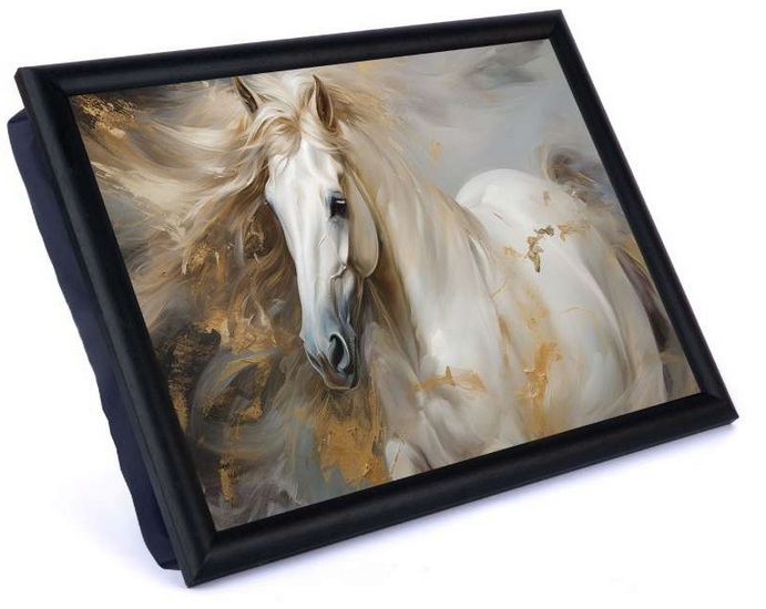 Coussin de lecture Cheval blanc doré