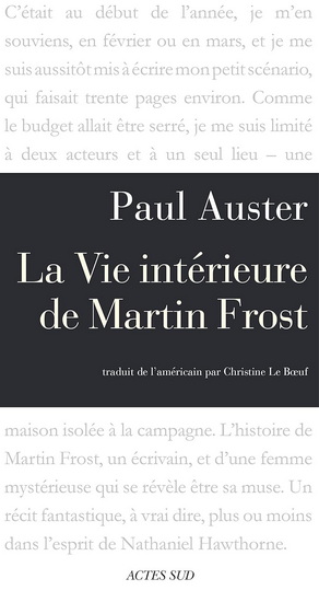 La Vie intérieure de Martin Frost N. éd. - PAUL AUSTER