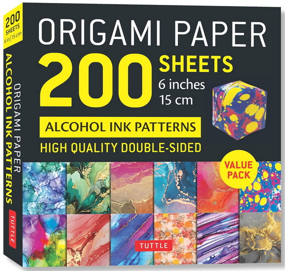 Origami Paper 200 sheets Alcohol Ink Patterns 6" (15 cm): Tuttle Origami Paper: Double-Sided Origami Sheets Printed with 12 Designs (Instructions for 5 Projects Included) - COLLECTIF