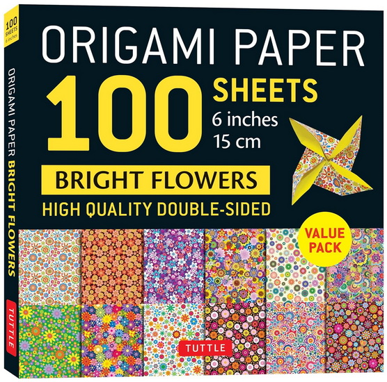 Origami Paper 100 Sheets Bright Flowers 6" (15 cm): Double-Sided Origami Sheets Printed with 12 Different Patterns (Instructions for 5 Projects Included) - COLLECTIF