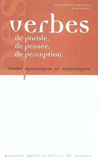 Verbes de parole, de pensée, de percept - JEAN CHUQUET