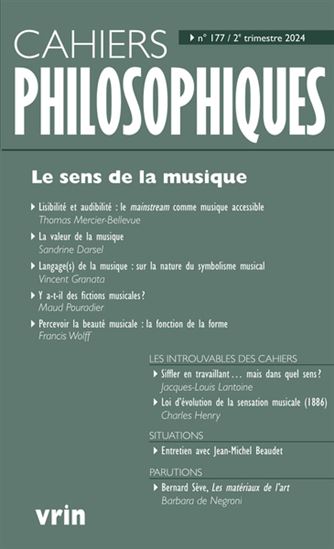 Cahiers philosophiques #177  Le sens de la musique - COLLECTIF