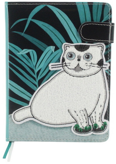 Cahier touffeté chat et feuilles