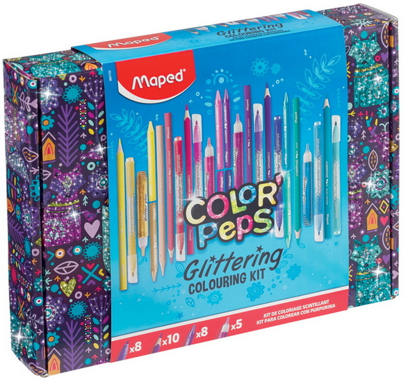 Ens. 31 outils de coloriage à paillettes