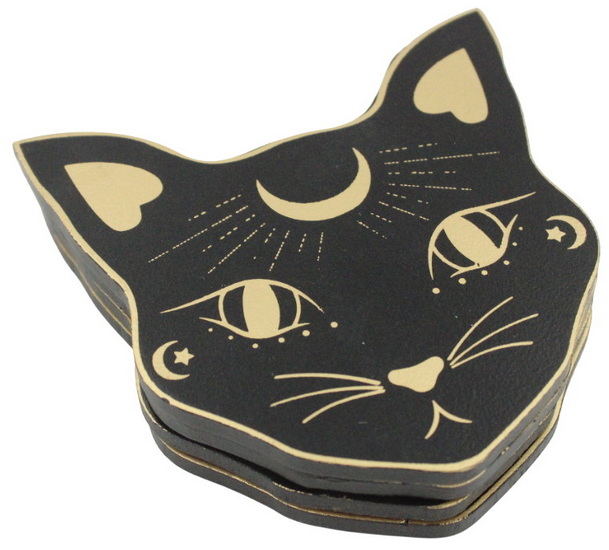Ens. 4 sous-verres chat ésothérique