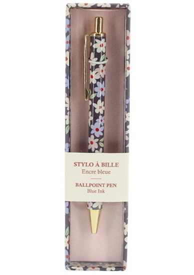 Stylo à bille floral encre bleue