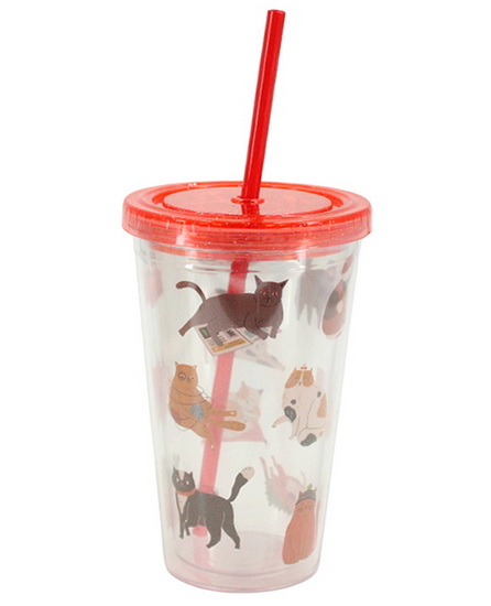 Gobelet avec paille chats