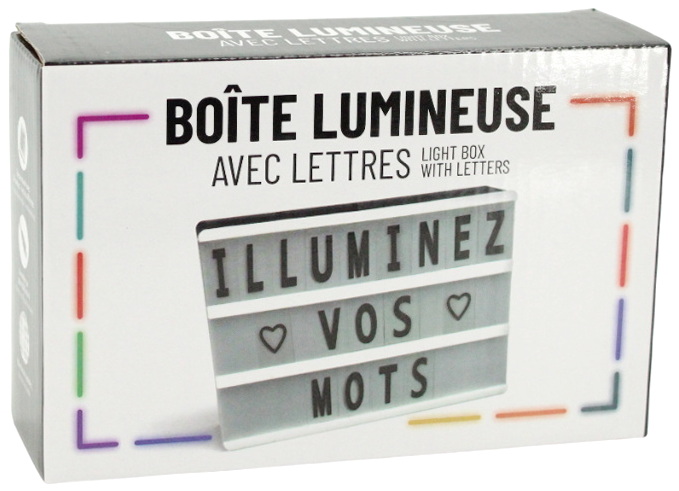 Boîte lumineuse avec lettres