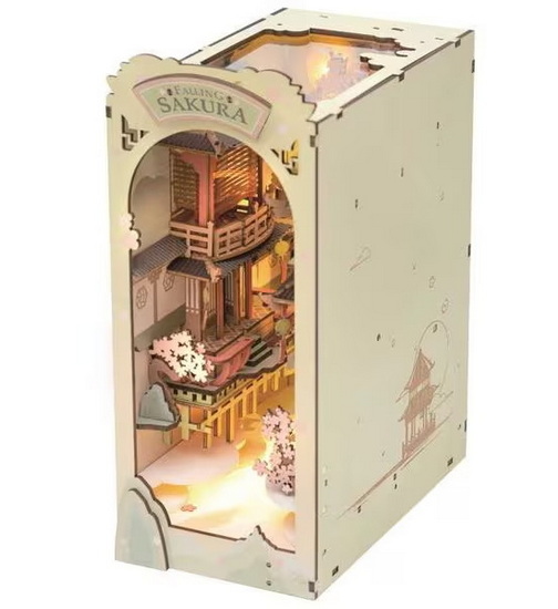 Diorama appui-livre - Fleurs cerisiers