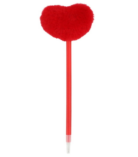 Stylo pompon cœur encre bleue