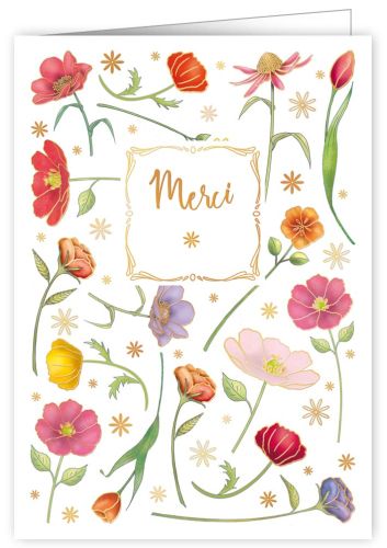 Merci encadré fleurs