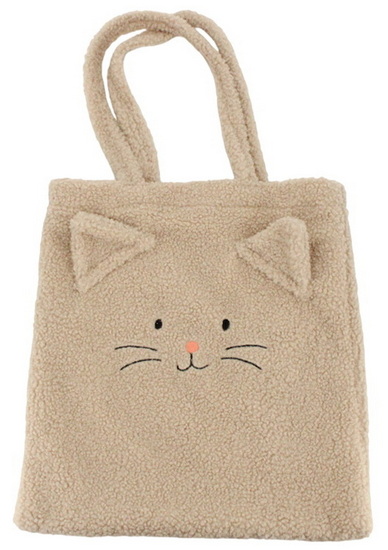 Sac visage de chat beige