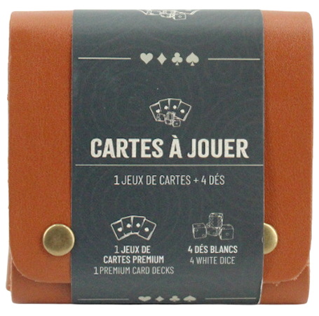 Ens. étui jeux de cartes et dés