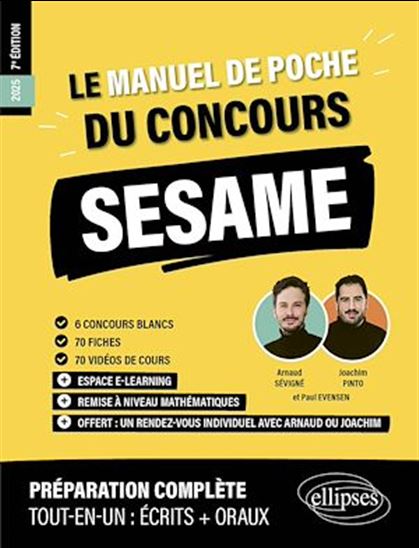 Le Manuel de POCHE du concours SESAME - JOACHIM PINTO - ARNAUD SÉVIGNÉ
