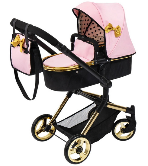 Poussette pour poupée Neo vario rose et or