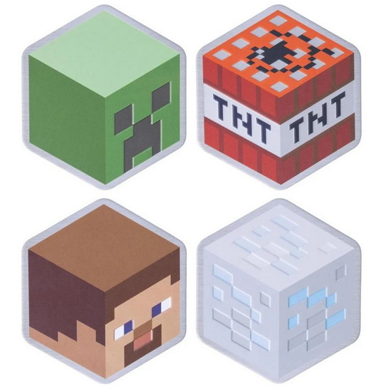 Ens. de  4 sous-verres  Minecraft