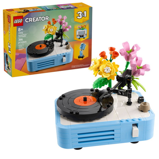 Le tourne-disque et ses fleurs