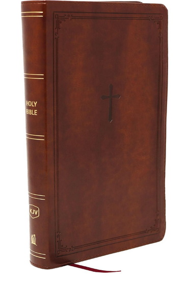 KJV Giant Print End-of-Verse Reference Bible, Brown Leathersoft, Red Letter, Comfort Print - COLLECTIF