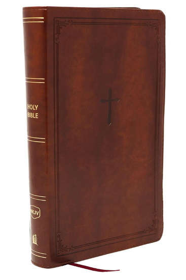 NKJV Giant Print End-of-Verse Reference Bible, Brown Leathersoft, Red Letter, Comfort Print - COLLECTIF