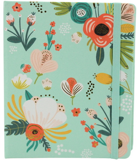 Journal spirale fleuri bleu pâle 410p