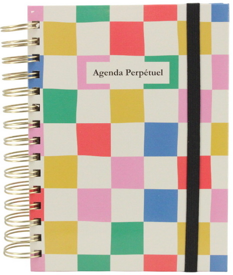 Agenda perpétuel carreaux colorés