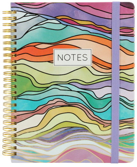 Grand cahier de note spirale vagues colorées 160p