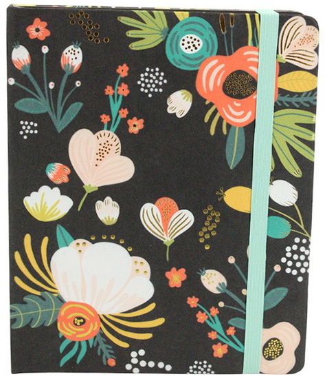 Journal spirale fleuri marine 410p