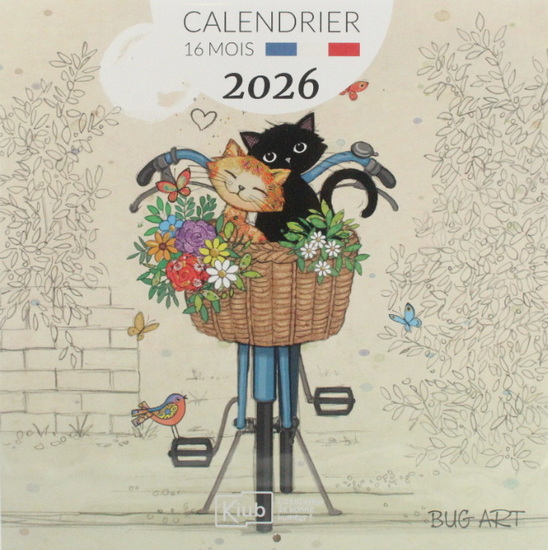 Calendrier 2026 Bug Art Chat 16M 30x30cm