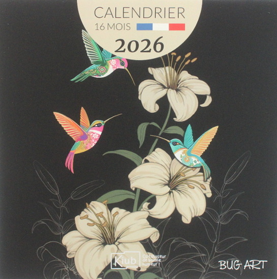 Calendrier 2026 Bug Animaux fond noir 16M 30x30cm