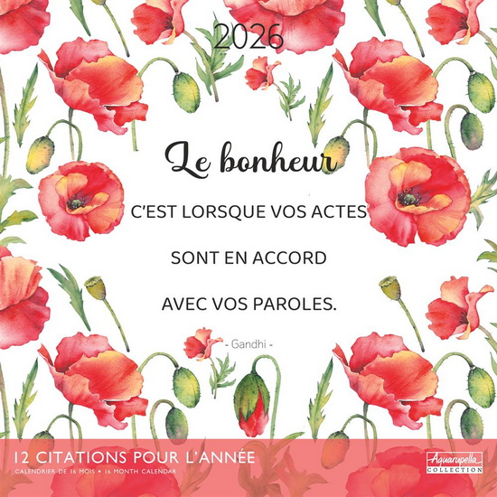 Calendrier 2026 Citations 30x30cm